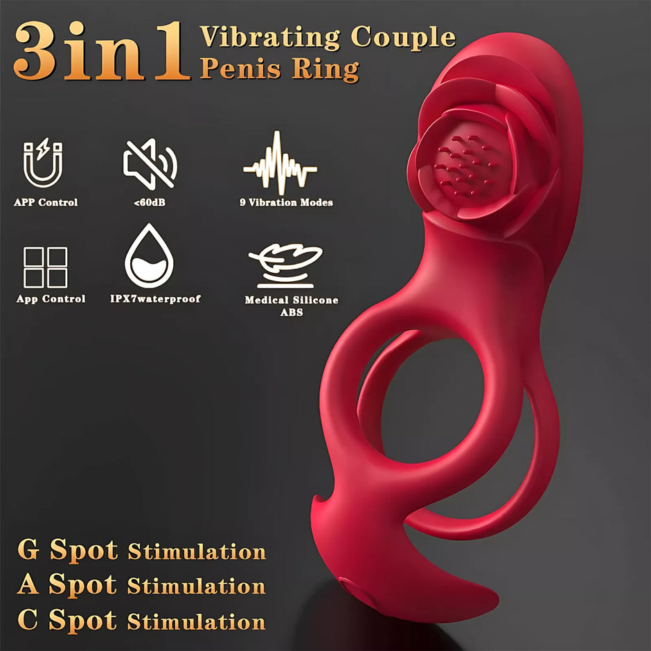 XUNAN Rose Style Silicone Cock Ring for Men