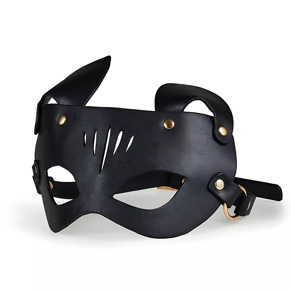 XUNAN Black Leather Eye Mask for Roleplay & Masquerade