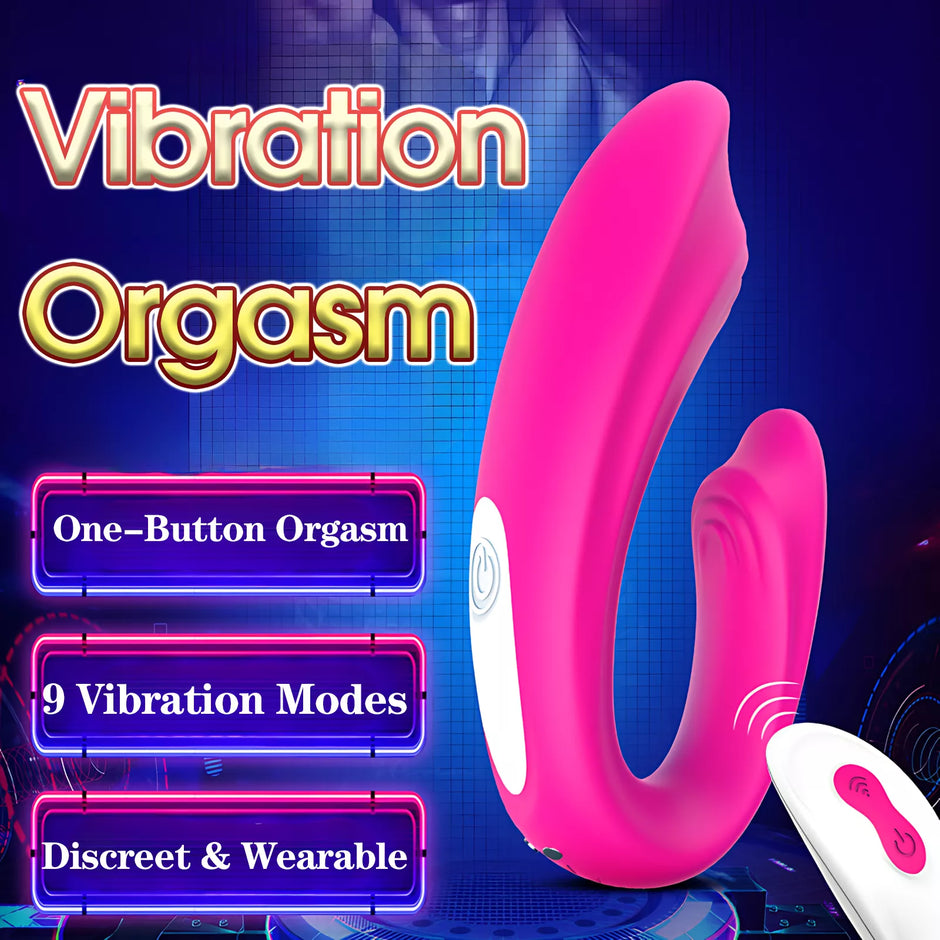 XUNAN 可穿戴式女用 U 型振动器 – 无线遥控阴蒂和 G 点刺激器，硅胶 + ABS，情侣愉悦玩具