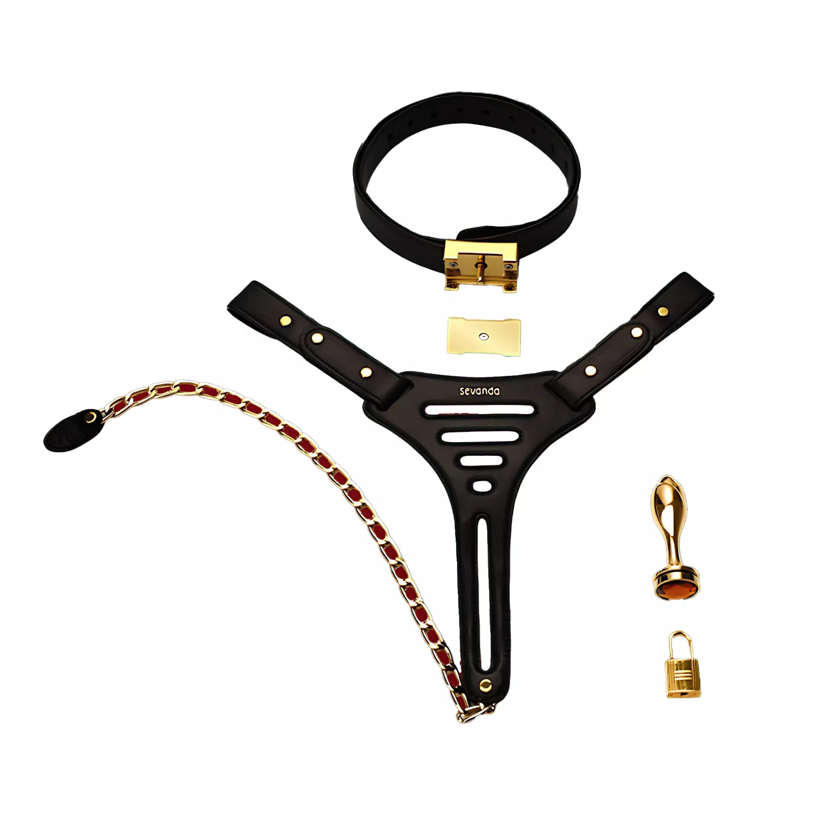 Lockink Leather Female Chastity Pants with Restraint Belt