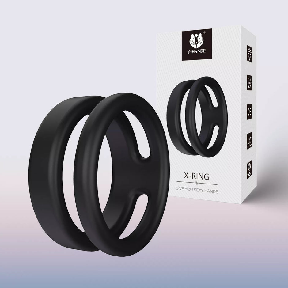 XUNAN Double Ring Silicone Cock Ring for Men – Dual Penis Ring Delay Ejaculation Enhancer, Stretchable Constriction Band
