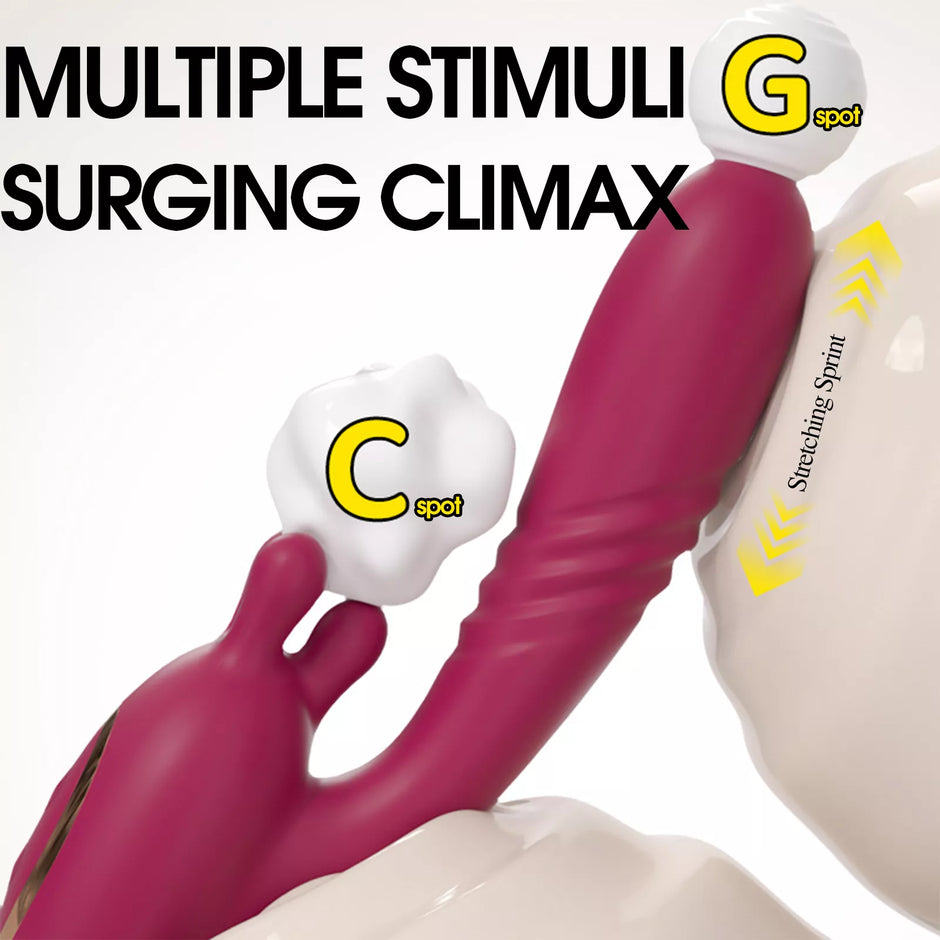 XUNAN 3-in-1 Thrusting Vibrator for Women – Kneading, Vibration & Telescopic Function, Silicone + ABS with Electroplated Parts