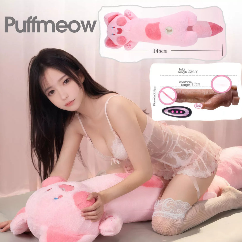 XUNAN Plush Meow Doll Pillow with Vibrating Wand for Women