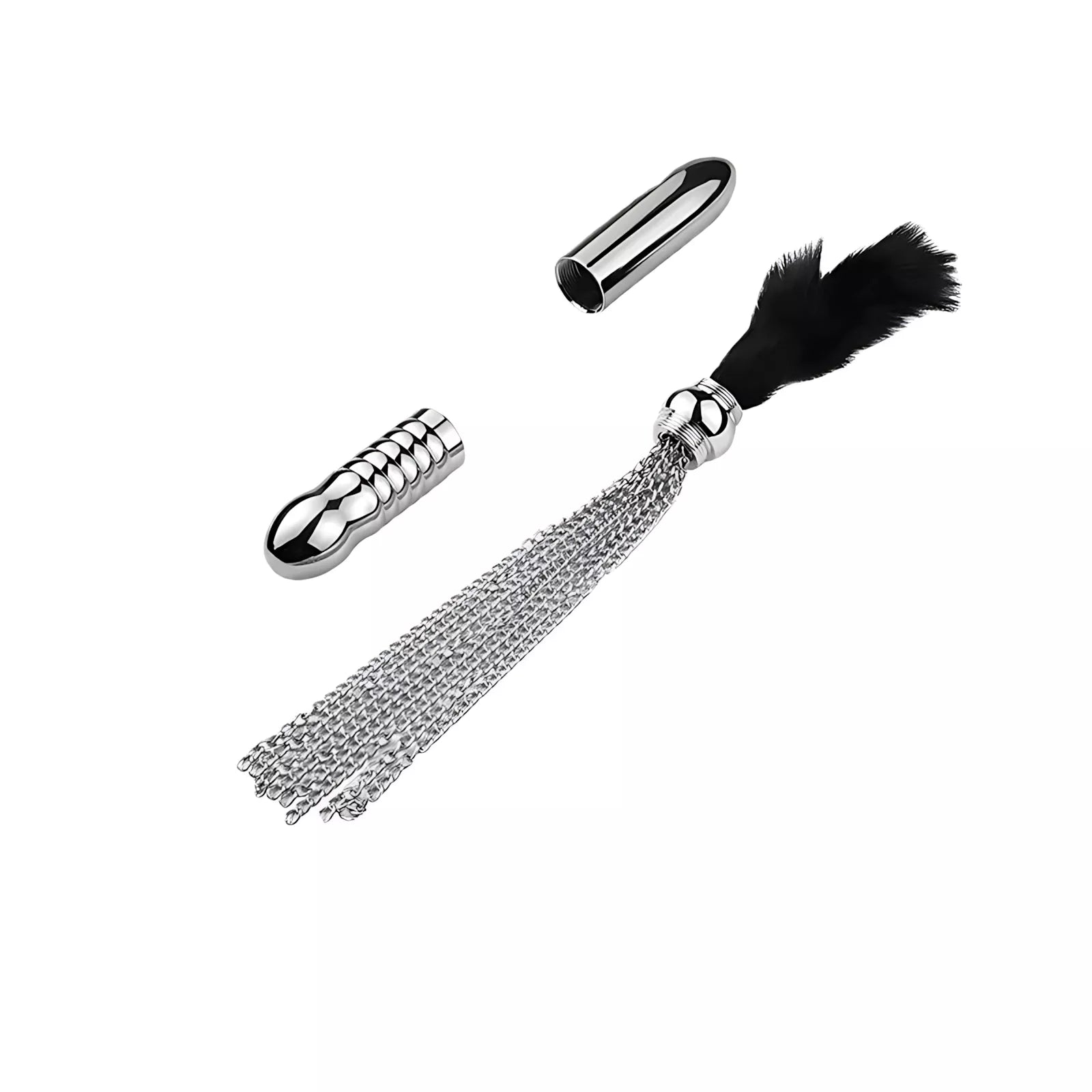 XUNAN 3-in-1 Feather Teasing Whip with Metal Anal Plug