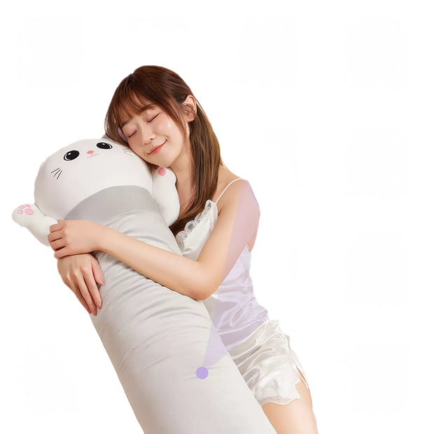 XUNAN Cat Plush Pillow with Telescopic Dildo & Heating Function for Women
