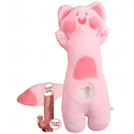 XUNAN Plush Meow Doll Pillow with Vibrating Wand for Women