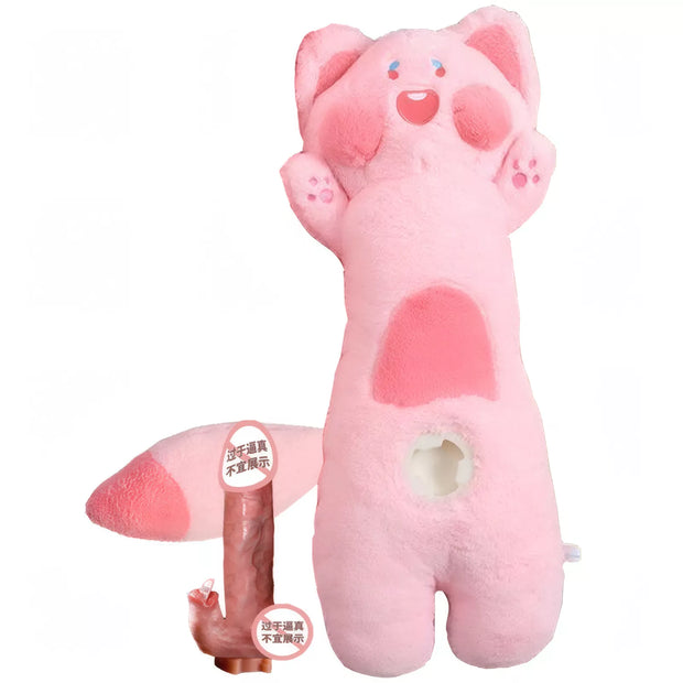 XUNAN Plush Meow Doll Pillow with Vibrating Wand for Women