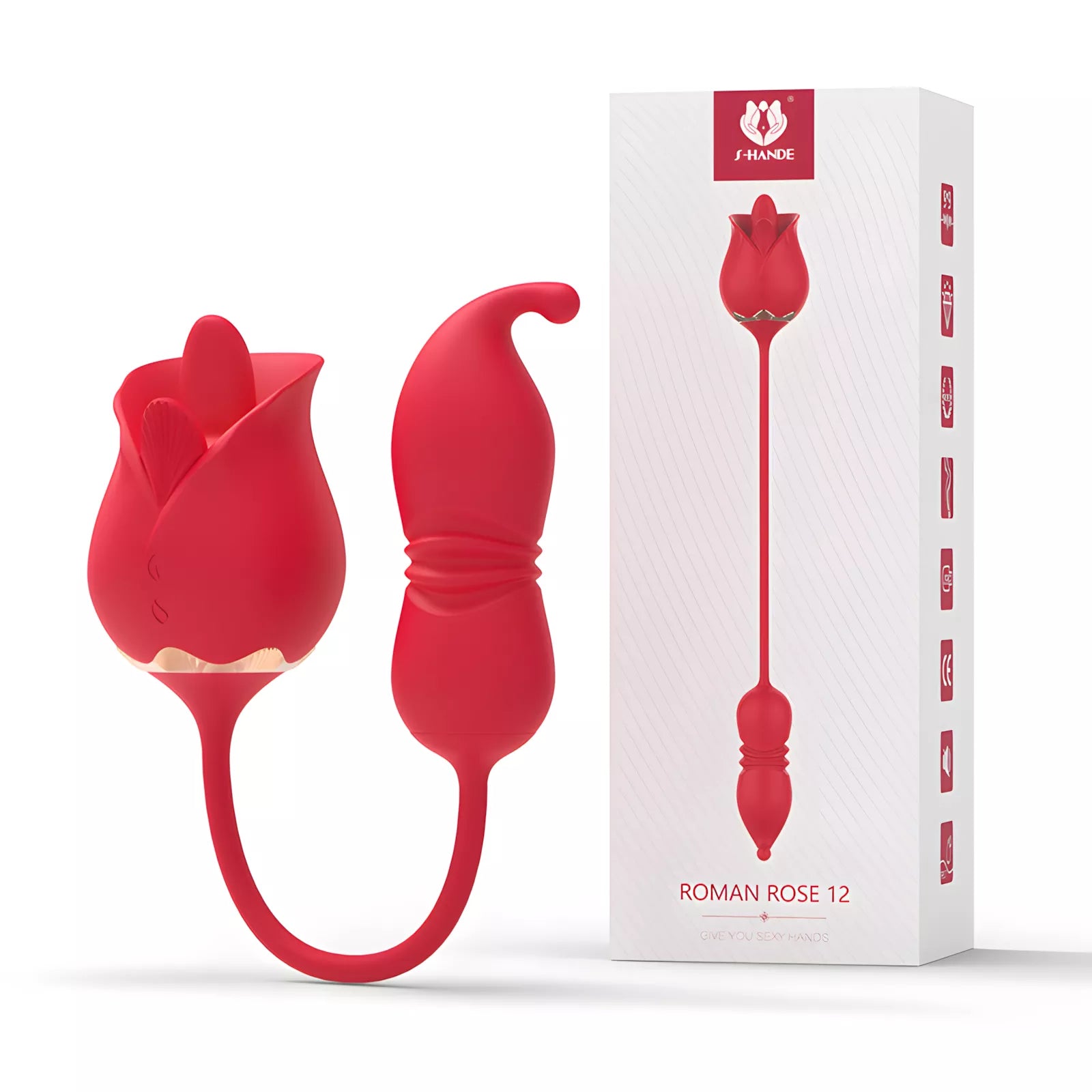 XUNAN Rose Licking Vibrator with Automatic Thrusting & Vibration