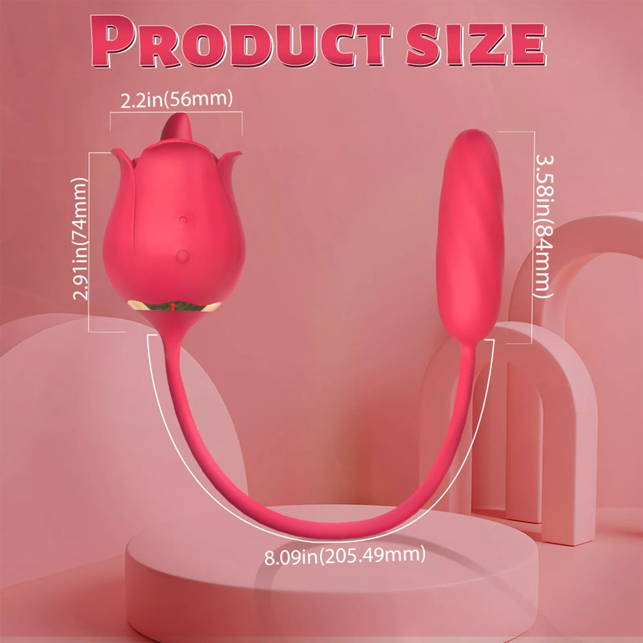XUNAN 玫瑰女用舔阴蒂振动器 – 舌舔阴蒂刺激器，防水静音设计，硅胶+ABS 快感玩具