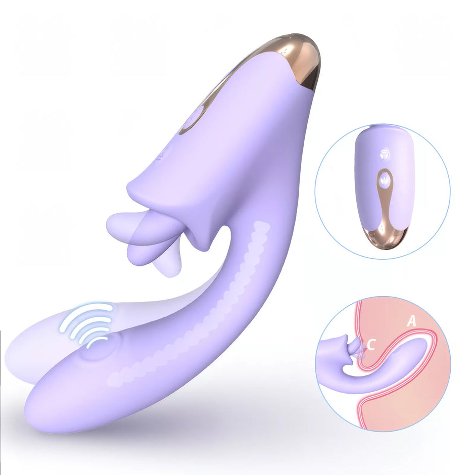 XUNAN Dual Pleasure Licking G-Spot Vibrator for Women