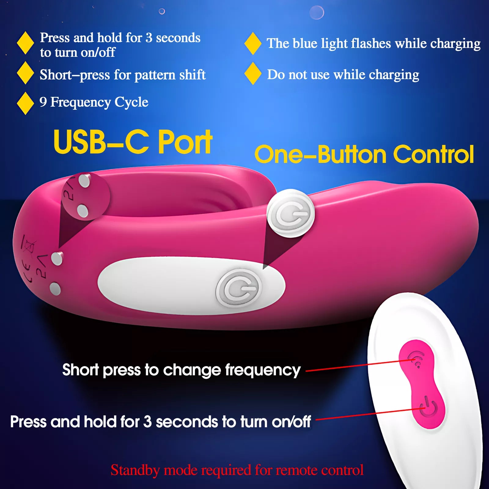XUNAN Wearable U-Shaped Vibrator for Women – Wireless Remote Control Clitoral & G-Spot Stimulator, Silicone + ABS, Couple Pleasure Toy