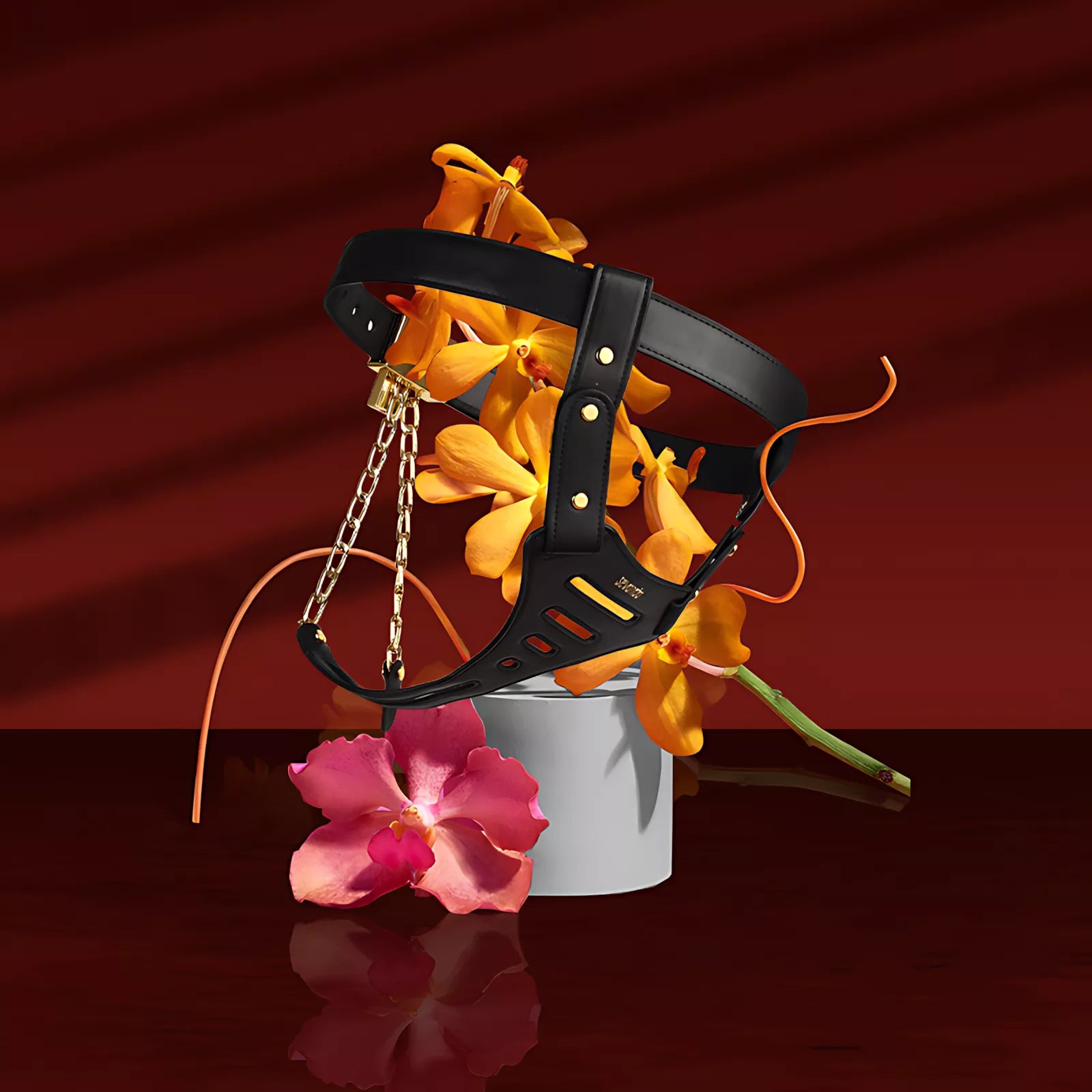 Lockink Leather Female Chastity Pants with Restraint Belt