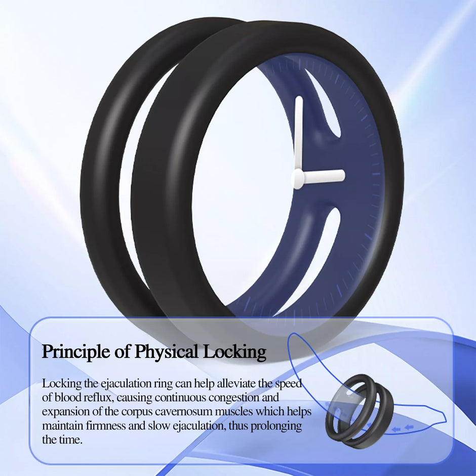 XUNAN Double Ring Silicone Cock Ring for Men – Dual Penis Ring Delay Ejaculation Enhancer, Stretchable Constriction Band