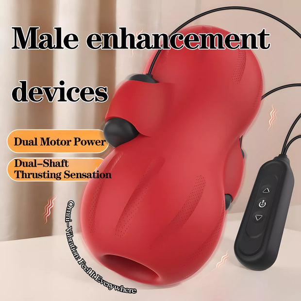 XUNAN Dual Channel Thrusting Masturbator with Dual Motors