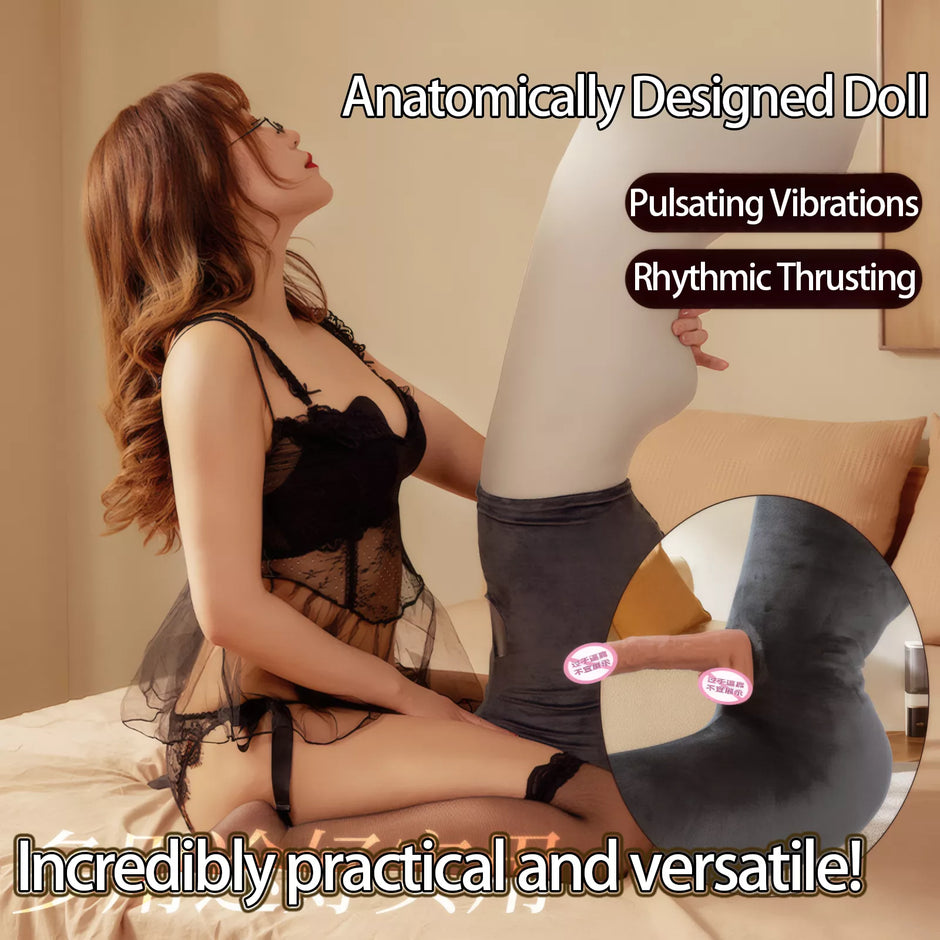 XUNAN Plush Pillow with Hidden Realistic Dildo for Women