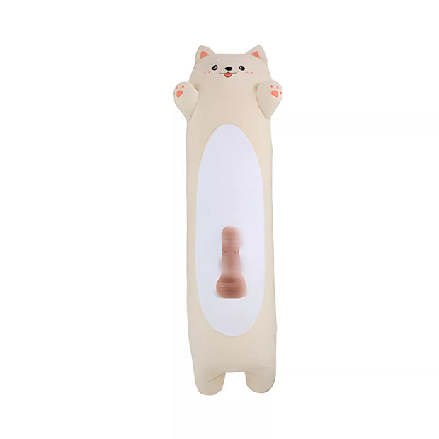 XUNAN Corgi Plush Pillow with Hidden Telescopic Dildo & Remote Control for Women
