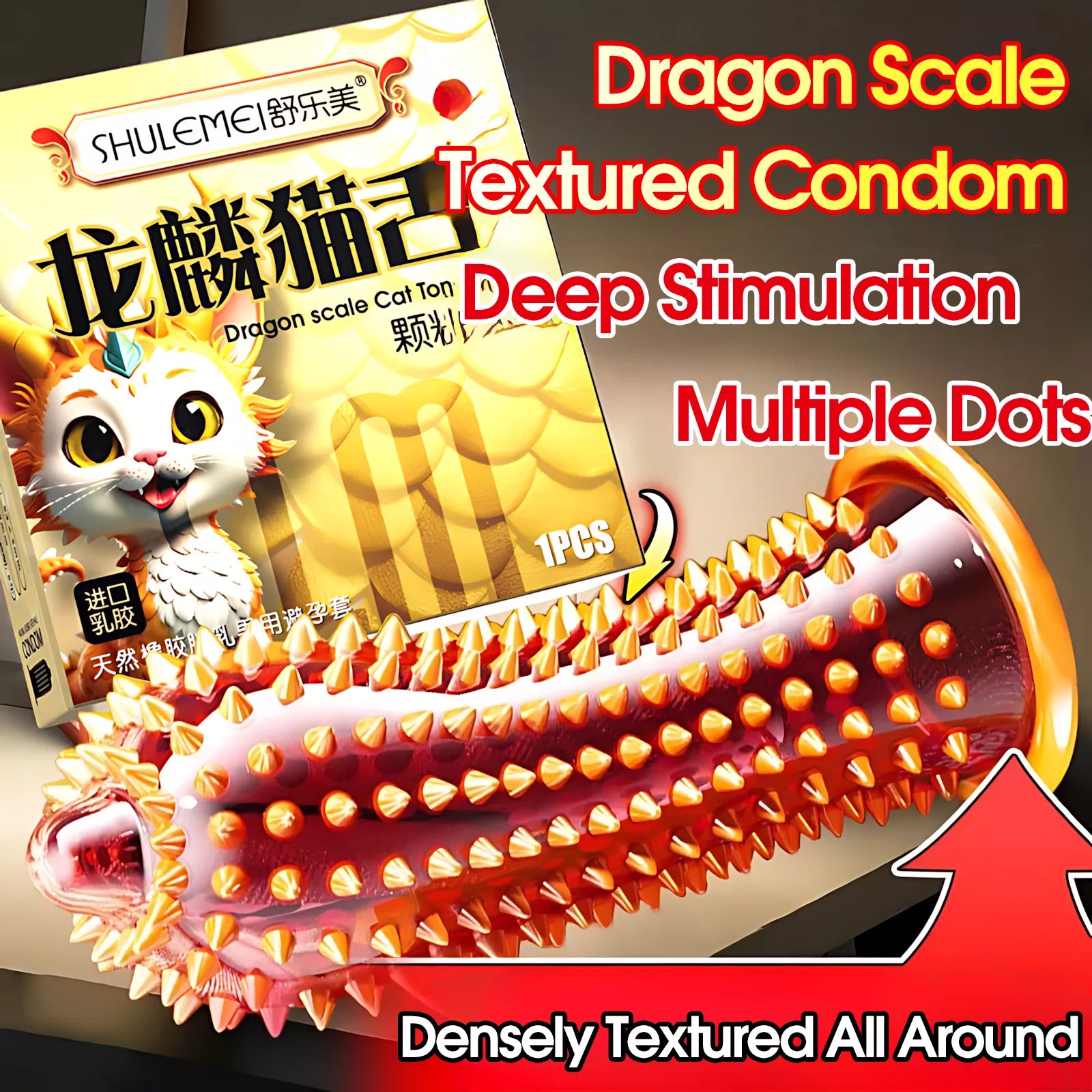 XUNAN Hyaluronic Acid Cat Tongue Textured Condoms