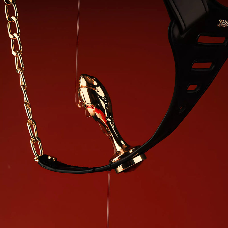 Lockink Leather Female Chastity Pants with Restraint Belt