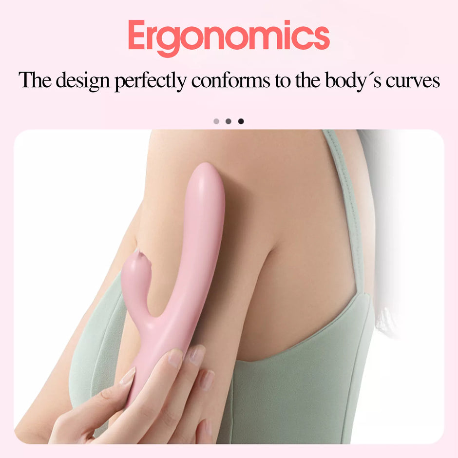 XUNAN 可爱兔子加热推力振动器，女用，G 点和阴蒂刺激器，柔软硅胶 + ABS，加热快感假阳具