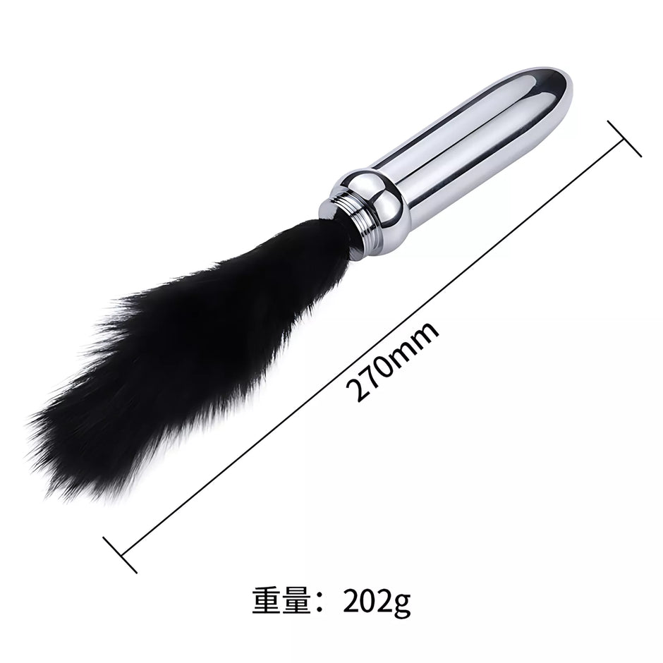 XUNAN 3-in-1 Feather Teasing Whip with Metal Anal Plug