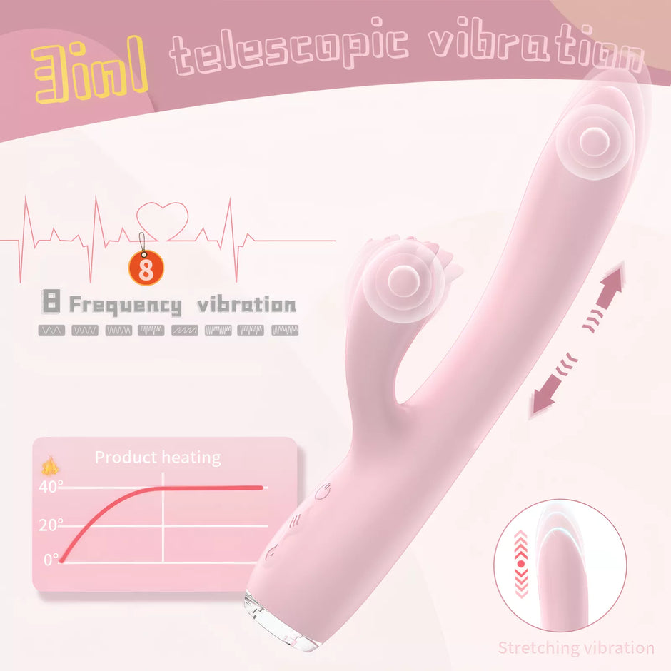 XUNAN Cute Rabbit Heating Thrusting G-Spot Dildo for Women
