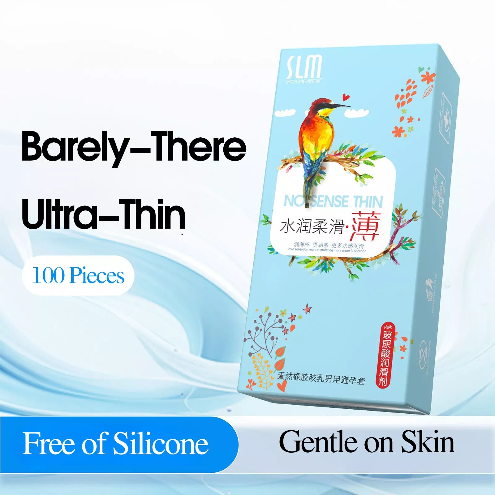 XUNAN Hyaluronic Acid Ultra Smooth Condoms 100-Pack