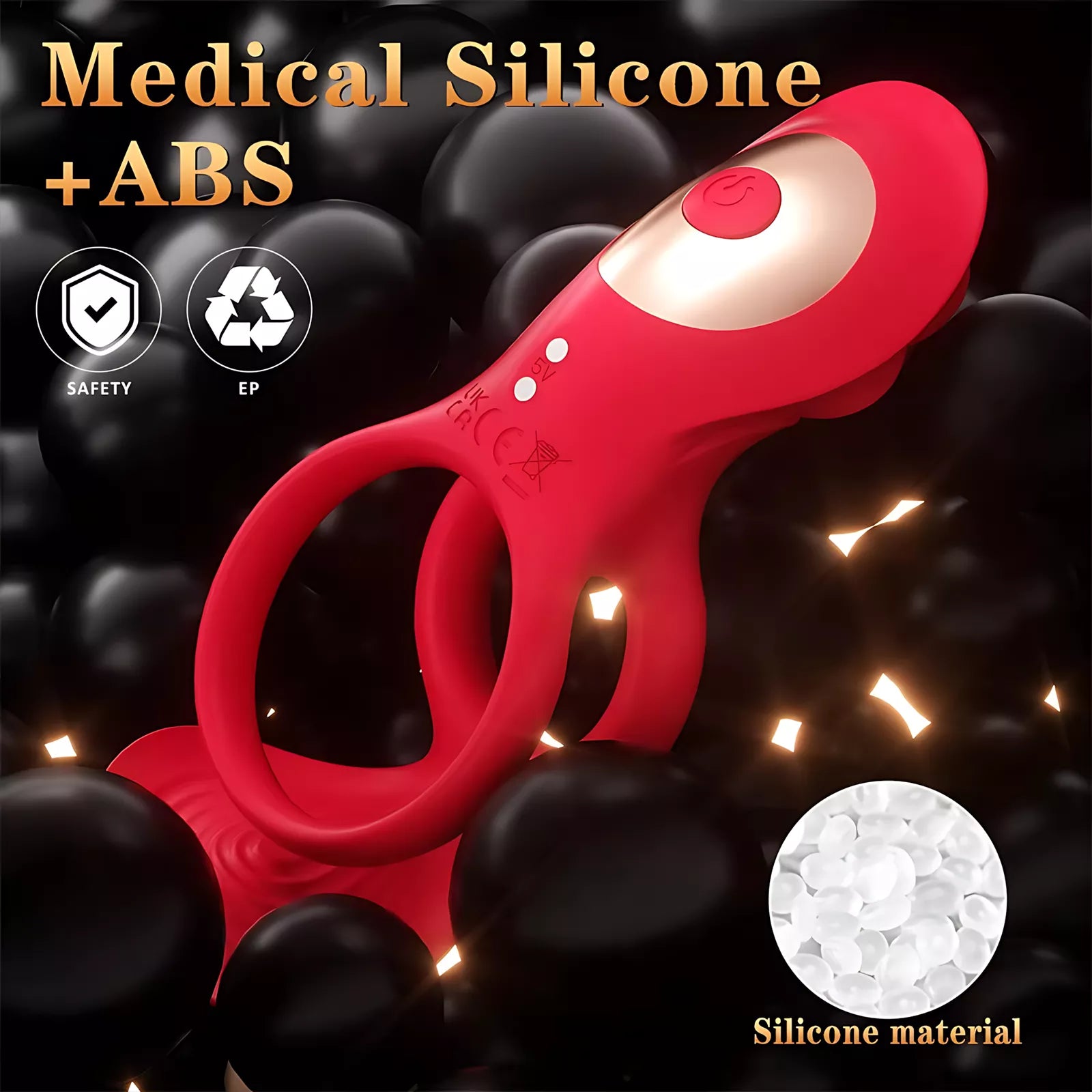 XUNAN Rose Style Silicone Cock Ring for Men