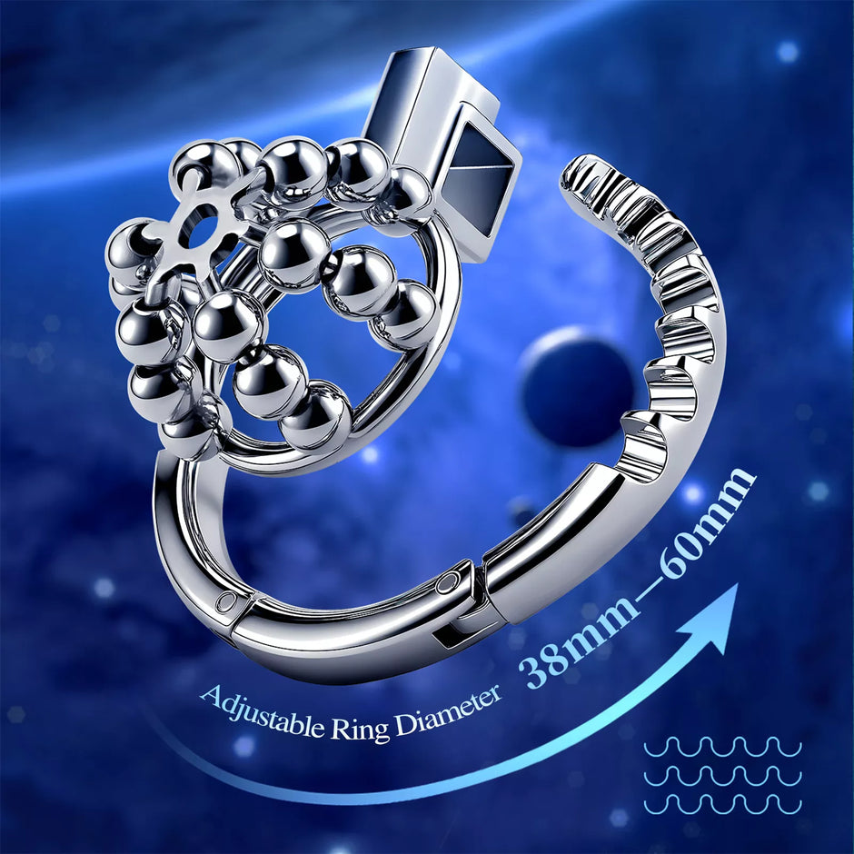 XUNAN Adjustable Metal Chastity Cage with Steel Beads