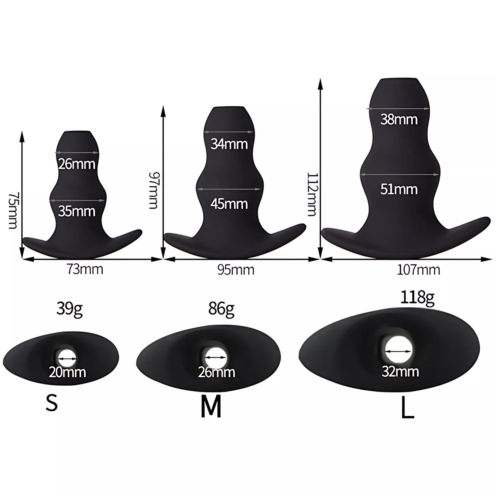 XUNAN Hollow Silicone Anal Plug Expander