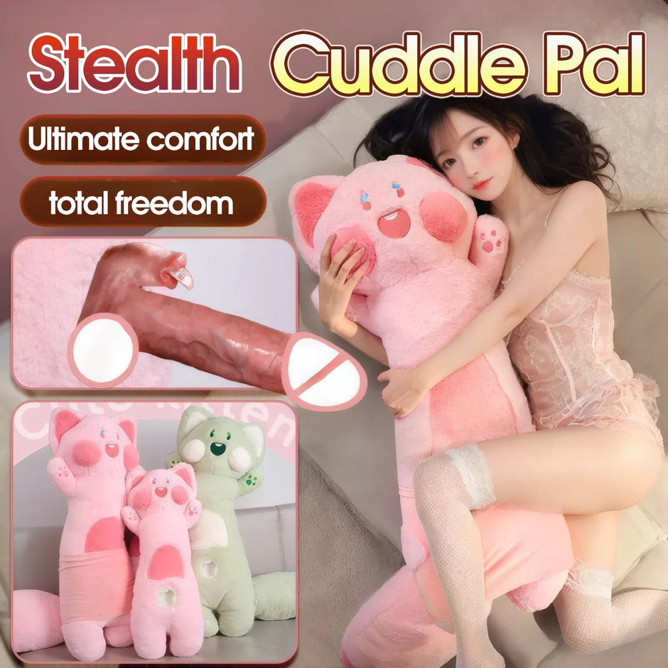 XUNAN Plush Meow Doll Pillow with Vibrating Wand for Women