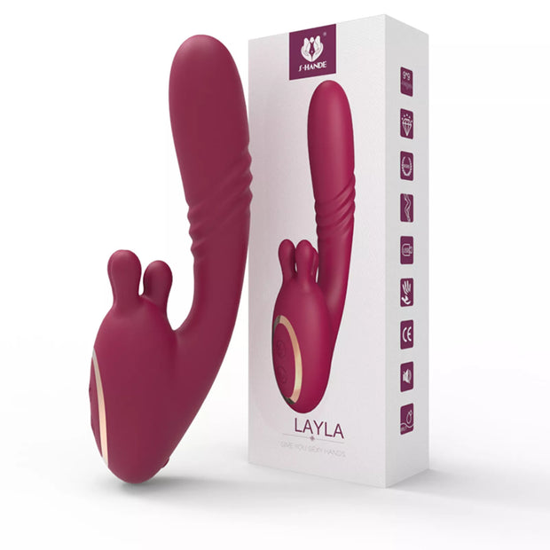 XUNAN 3-in-1 Thrusting Vibrator for Women – Kneading, Vibration & Telescopic Function, Silicone + ABS with Electroplated Parts