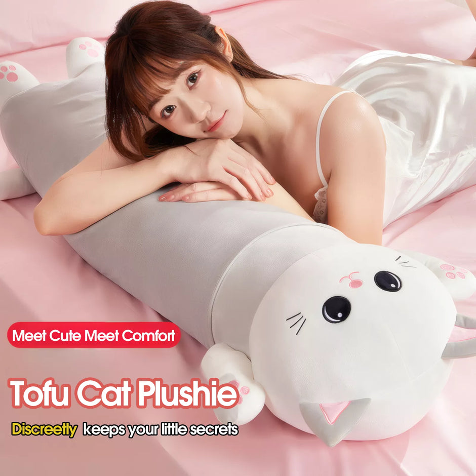 XUNAN Cat Plush Pillow with Telescopic Dildo & Heating Function for Women