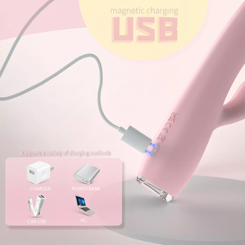 XUNAN Cute Rabbit Heating Thrusting G-Spot Dildo for Women