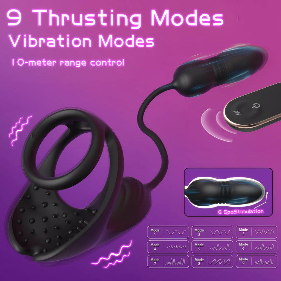 XUNAN Vibrating Electro Cock Ring with Anal Plug for Men