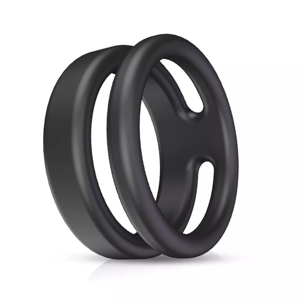 XUNAN Double Ring Silicone Cock Ring for Men – Dual Penis Ring Delay Ejaculation Enhancer, Stretchable Constriction Band