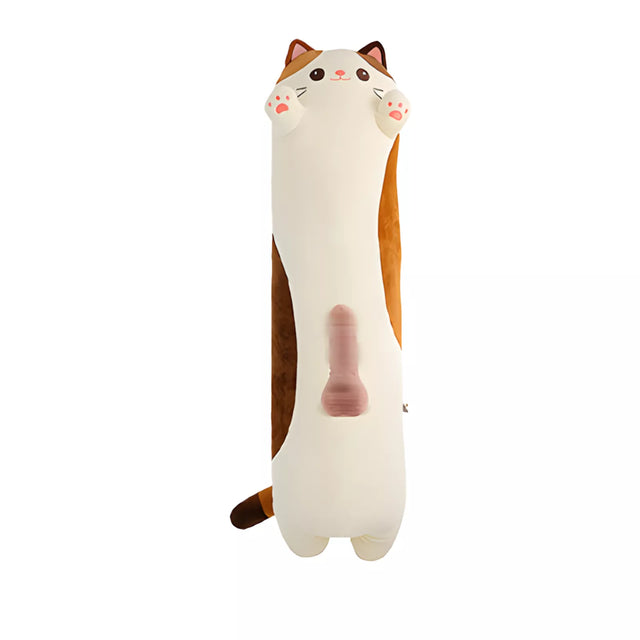 XUNAN Plush Cat Pillow with Hidden Telescopic Dildo & Remote Control