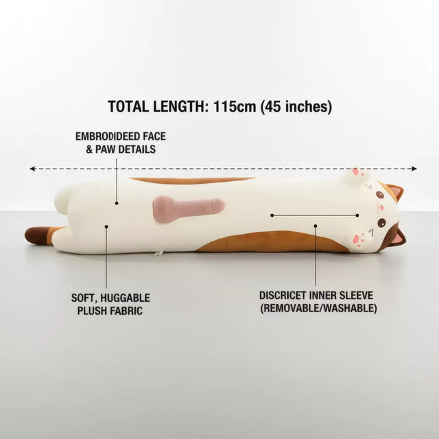 XUNAN Plush Cat Pillow with Hidden Telescopic Dildo & Remote Control