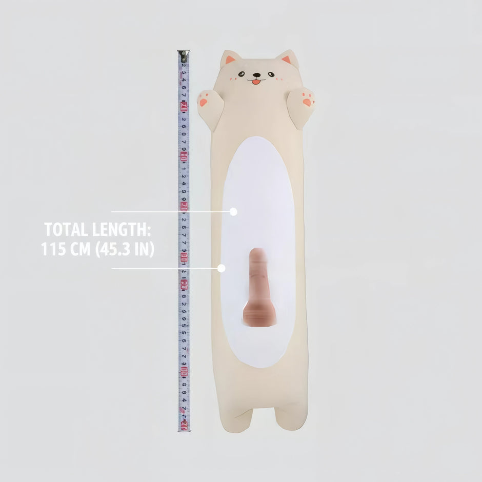 XUNAN Corgi Plush Pillow with Hidden Telescopic Dildo & Remote Control for Women